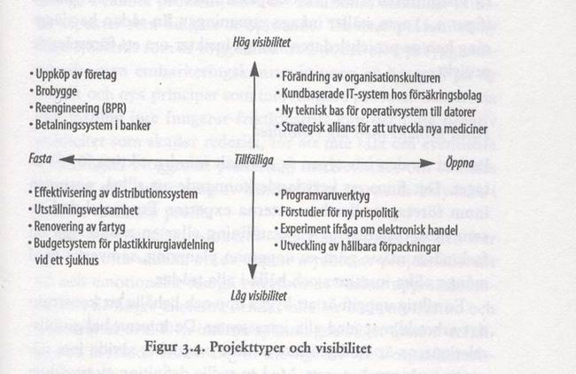 Olika projekttyper enligt Briner, Geddes & Hastings (1996/1999)
